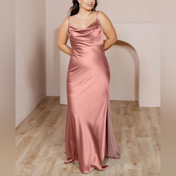 Revelry Desert Rose Skye Satin Maxi Dress - Picture 1 of 11